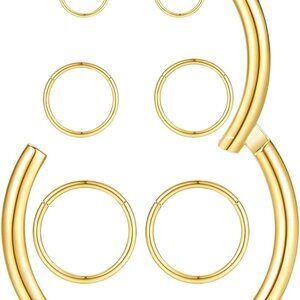 Gold 18G Tiny Seamless Hoops Set for Multiple Piercings, Hypoallergenic Surgical